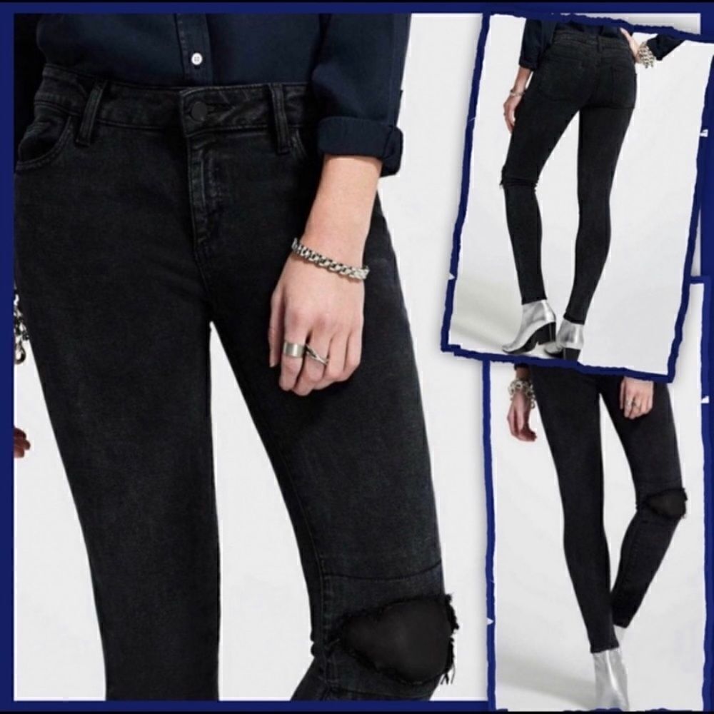 DL1961 FLORENCE IN ORACLE JEANS LEATHER KNEE PATCH